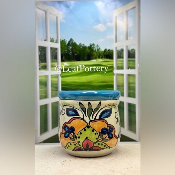 Vicente Talavera Handmade Multi Colored Ceramic Planter Pot - Picture 1 of 9